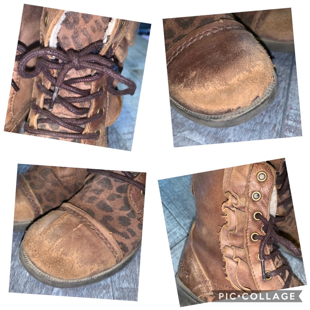 Next Direct Leather Leopard Print Boots - Picture 7 of 8